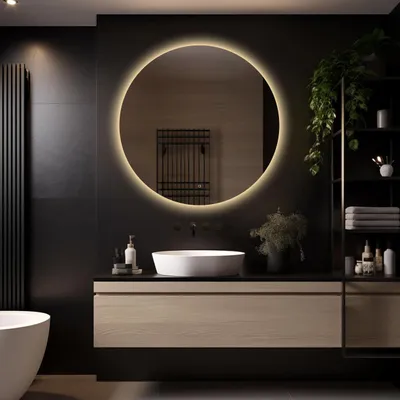 Image de LoXa – Miroir de salle de bain rond Lena avec LED 100 cm – Dimmable – Surface antibuée – Qualité durable – Installation facile
