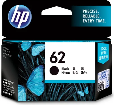 Produktbild von HP 62 černá inkoustová náplň, C2P04AE