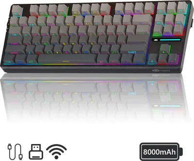 Produktbild von Light87 Mechanische Gaming Tastatur – 87 Tasten Tri-Mode (Kabel/2.4G/Bluetooth), RGB, Hot-Swap, 8000mAh Akku