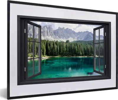 Produktbild von MuchoWow® MuchoWow® Gerahmtes Poster Aussicht - Baum - Berge 60x40 cm - Poster mit zchwarzem Bilderrahmen - Schlafzimmer - Plakat in Rahmen - Drucken