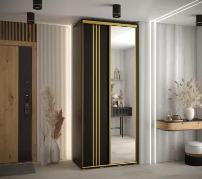 Produktbild von Kleiderschrank YVONA 7 - 120/45 cm, schwarz/gold