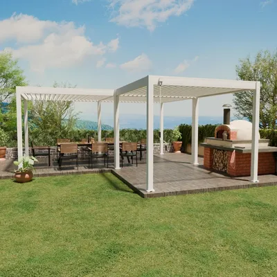 Produktbild von Deluxe mit Classic | Pergola | 6 x 6 M | weiß | Lamellendach