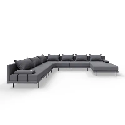 Produktbild von TRADA Gartenecksofa Bahama XXL Dunkelgrau Links 410x298 cm Gartenmöbel set Wasserabweisend Stoff