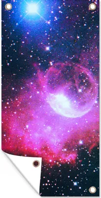 Produktbild von MuchoWow® 80x160 cm Outdoor-Poster Gartendeko Sichtschutz Garten Poster für den Garten  Universum - Planeten - Rosa - Jungen - Mädchen - Kinder