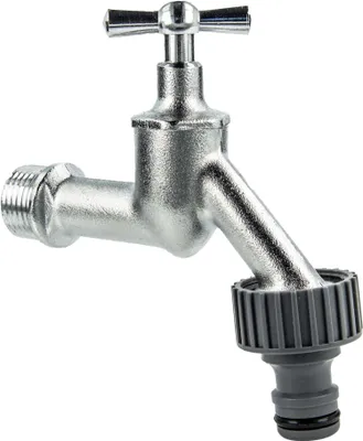 Produktbild von tecuro Auslaufventil 1/2 Zoll, Knebeloberteil, Steckkupplung - Messing mattverchromt