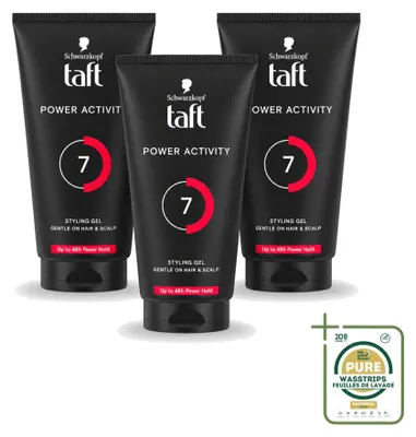 Produktbild von 3 x Taft Power Active Styling Gel - 150 ml - Vorratspackung - 3 Stücke