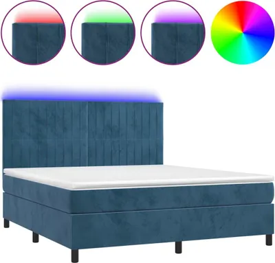 Produktbild von vidaXL Boxspringbett mit Matratze & LED Dunkelblau 160x200 cm Samt