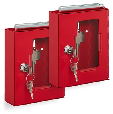 Imagen del producto de Conjunto de 2 armarios para llaves de emergencia, con cierre y en color rojo
