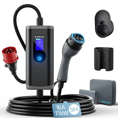 Produktbild von bokman Typ 2 Ladekabel mit CEE Stecker 11kW 5 Meter – 11kW/6-16A, Größe 5M