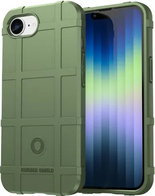 Produktbild von Mobigear Rugged Shield iPhone 16e Hülle Flexibles TPU Backcover Stoßfest - Grün