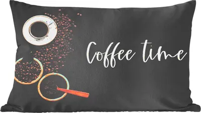 Produktbild von MuchoWow® Zierkissen Sofakissen Wohnzimmer Dekokissen 50x30 cm Zitate - Sprichwörter - Kaffeezeit - Wohnzimmerdekoration - Polster mit Photo