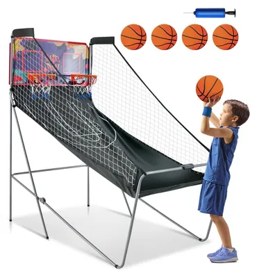 Basketballmaschine 8-in-1, klappbar, 4 Bälle, 8 Spielmodi, lila