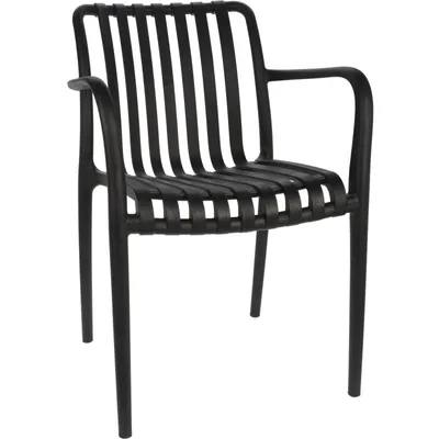 Produktbild von Kunststoff Gartenstuhl schwarz - bequemer Outdoor-Stuhl für Garten und Balkon