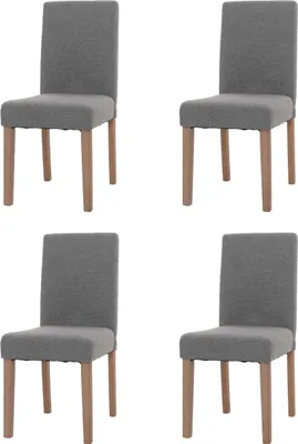 Zdjęcie produktu dla Zestaw 4 krzeseł do jadalni, klasyczne i ponadczasowe | wys. x szer. x gł. 90 x 42 x 50 cm | wysokość siedziska 47 cm | materiał/tkanina bouclé drewno | nogi w kolorze naturalnym | szare | krzesło krzesło kuchenne z wysokim oparciem
