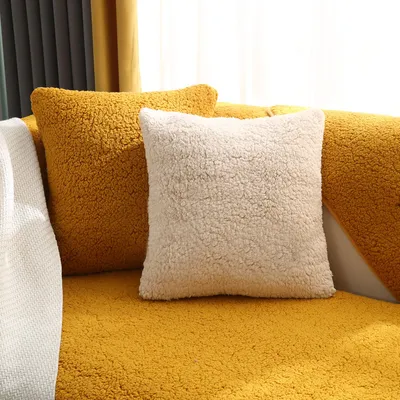 Produktbild von (Weiß, 45 * 45 cm)Kissenbezug, Sofaschutz, Sofakissen aus Lammsamt, rutschfester Sofabezug, Ecksofa, Couchbezug für Haustiere, Couchbezug