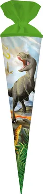 Image de Cône scolaire Goldbuch Kreidezeit Dino 70 cm en carton laqué avec capuchon en feutre