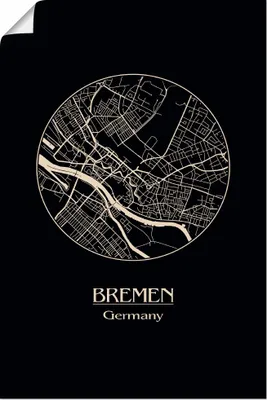 Produktbild von ARTland Poster Retro Karte Bremen Deutschland Kreis Größe: 60x90 cm