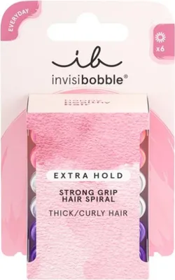 Produktbild von invisibobble Original Hair Tie EXTRA CARE Twirl Boss Spiral Hair Tie Set Purple & Red Gentle on Hair Against Breakage and Split Ends No Marks Pack of 6
