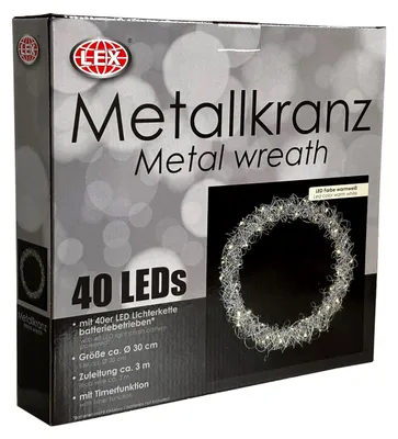 Immagine prodotto di 40 LED ghirlanda appesa / ghirlanda da tavolo in metallo Ø30cm bianco caldo