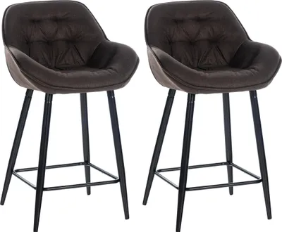 Produktbild von CLP 2er Set Barhocker Gibson Tresenstuhl gepolstert mit Fußstütze braun Material Stoff