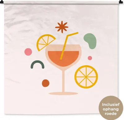 Produktbild von MuchoWow® Wandteppich Wandbehang Cocktail - Formen - Sommer 150x150 cm Tapisserie Dekoration Wandtuch - Wohnaccessoires - Modernes