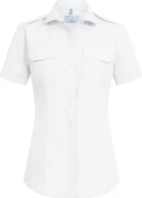 Produktbild von Greiff SIMPLE Damen Pilotbluse Kurzarm New-Kent Regular-Fit Weiß 50