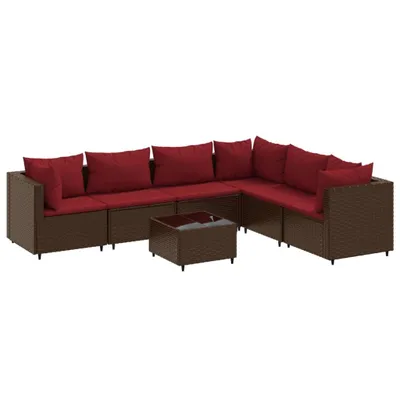 Produktbild von 7-tlg. Garten-Lounge-Set mit Kissen Braun Poly Rattan