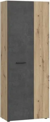 Produktbild von Lagerschrank - Dunkelgrauer Beton / Eiche - 68,7 x 36,5 x 181,1 cm