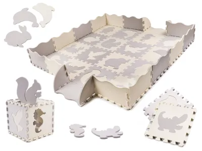 Obrázek produktu pro Pěnové puzzle podložka/dětská ohrádka 36el. šedo-ecru