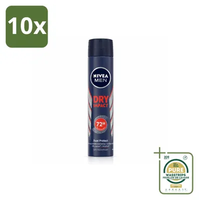 Immagine prodotto di 10 x NIVEA MEN Deodorante Spray Anti-Traspirante Dry Impact 200 ml - Confezione da 10 pezzi