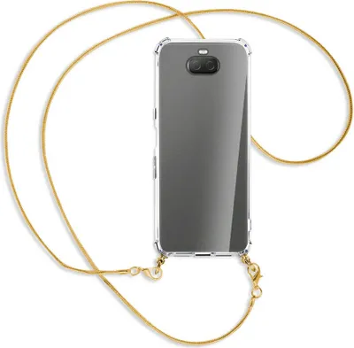 Produktbild von Handykette Backcover-Schutzhülle mit Band (Metall goldfarben) für Sony Xperia 10 Plus - goldfarbene Kette Snake