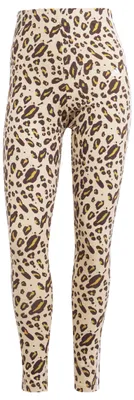 Image de Leggings Adidas pour femmes, modèle Essentials 3-Stripes, motif animal, couleur beige/mesa/gris