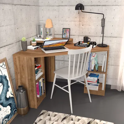 Produktbild von Skye Decor, Floating - Walnut, Schreibtisch, Nussbaum, 100 % MELAMINBESCHICHTETE SPANPLATTEN, 120 x 90 x 76,8 cm