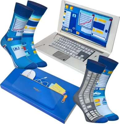 Produktbild von Rainbow Socks Alltagssocken Laptop Box 2 Paar Lustiges IT Socken Geschenk Gr.36-40