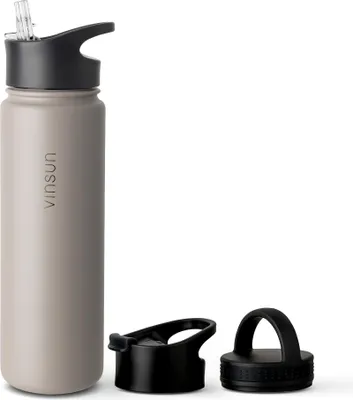 Produktbild von Trinkflasche Edelstahl 750ml Thermo Flasche Sport Wasser isoliert Taupe Vinsun