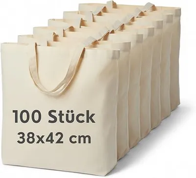 Produktbild von Cloud Pillow Set 100 Baumwolltaschen 38 x 42 cm, 100% Baumwolle, unbedruckt, lange Henkel,  Standard 100