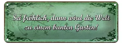 Produktbild von Blechschild Spruch 27x10cm sei fröhlich Welt bunter Garten Dekoration