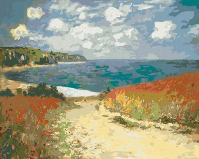 Produktbild von Diamondi - Diamond painting - STRANDWEG ZWISCHEN WEIZENFELDERN (CLAUDE MONET), 40X50 cm, ohne Keilrahmen