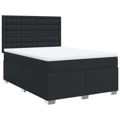 Produktbild von vidaXL Boxspringbett mit Matratze Schwarz 140x190 cm Kunstleder