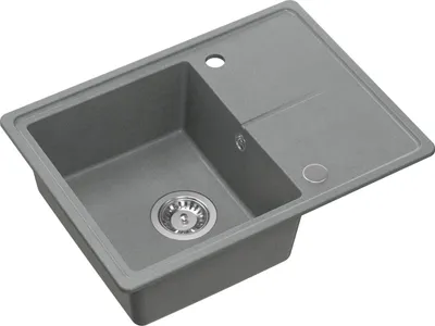 Obrázok produktu pre QUADRON Drez 1-drezový drez | Rozmery: 60 x 45 x 18,5 cm | TONY 116 | Kuchynský drez Granitový drez z GraniteQ so sifónom | Silver Stone & oceľ