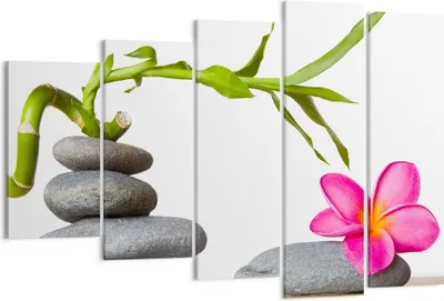 Produktbild von Bild auf Leinwand - Leinwandbild - Ruhig blume dekoration stein - 150x100cm - Wand Bild - Wanddeko - Leinwanddruck - Bilder - Kunstdruck - Wanddekoration - Leinwand bilder - Wandkunst - EG150x100-2305