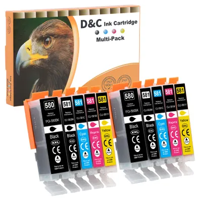 Produktbild von DC 10x PGI-580 XXL CLI-581 XXL Ersatz für Canon 580 581 XL Druckerpatronen Kompatibel mit Canon Pixma TR7550 TR8550 TS6150 TS6151 TS6250 TS6251 TS8150