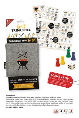 Produktbild von Gilde 44382 Trinkspiel "Grill" to go Bierdeckelspiel im Filzetui Grillen