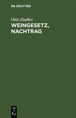 Produktbild von Weingesetz, Nachtrag
