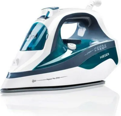 Obrázek produktu pro Haeger Vapour Pro 2700, Suché i parní žehlení, Keramická žehlicí plocha, 2,2 m, 75 g/min, Modrá, Bílá, 45 g/min