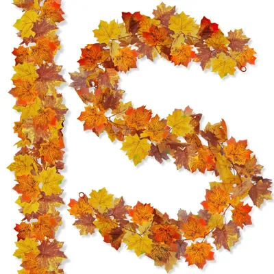Image de 2 guirlandes décoratives d'automne artificielles avec des feuilles d'érable