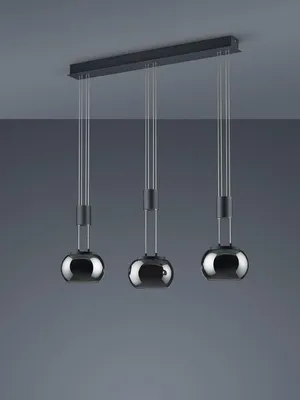 Produktbild von lightling Harrison LED Pendelleuchte 8W, 3-flammig, Breite: 82 cm, höhenverstellbar, Switch Dimmer, Schwarz matt