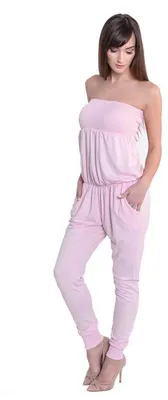Produktbild von Damen Jumpsuits Bandeau Overall mit Taschen 7/8; Puderrosa/2XL/3XL 44/46