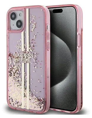 Image de Guess Guhcp15Mlfcsegp Iphone 15 Plus / 14 Plus 6.7 Różowy/Pink Hardcase Liquid Glitter Gold Stripes