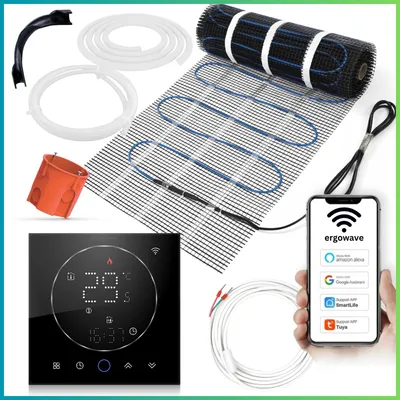 Obrázek produktu pro Sada topné rohože 0,5 m² s termostatem WIFI, topná rohož pod dlaždice
